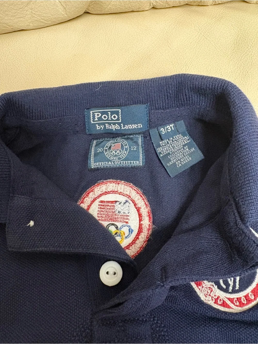 POLO RALPH LAUREN sz 3T 2012 Olympics USA Navy Mesh Polo Shirt Short Sleeve - Picture 3 of 10